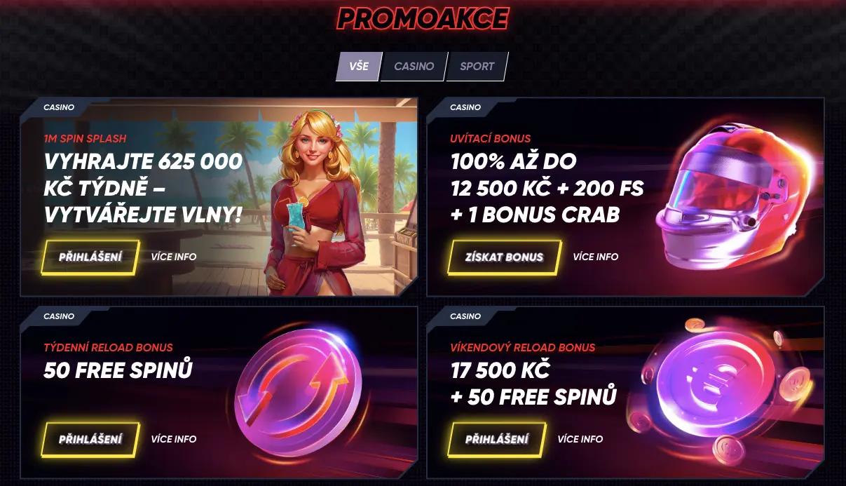 Quickwin Casino bonusy: uvítací, volná roztočení, cashback nabídky